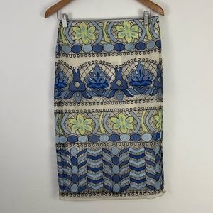 ECI NWT Beige By ECI New York Embroidered Overlay Pencil Skirt - Size 4